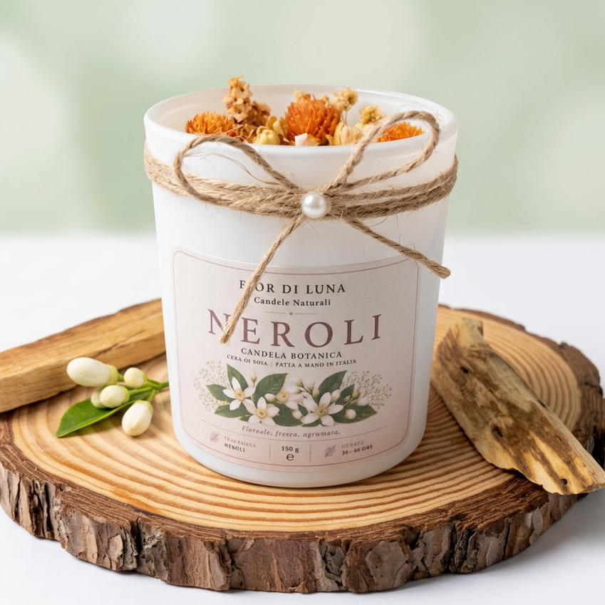 Candela Botanica Fior di Luna Fatta a Mano - Neroli