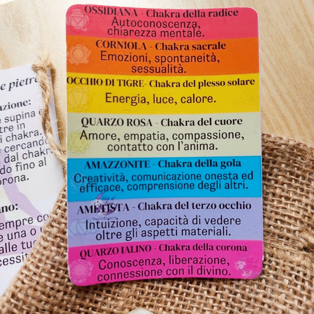 Sacchetto Pietre Naturali dei 7 Chakra per il Riequilibrio Energetico