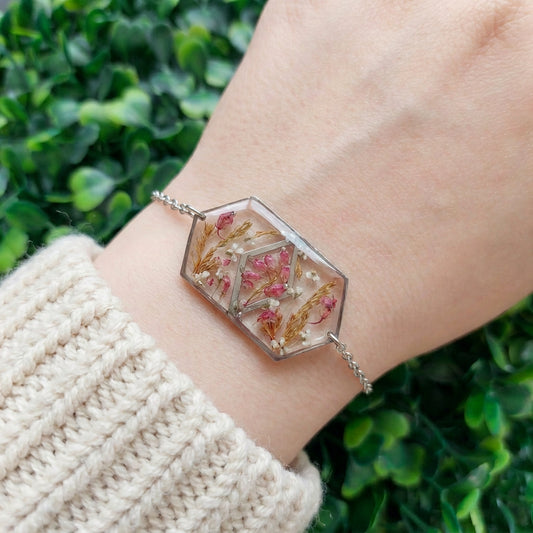 Bracciale Botanico con Fiori di Erica e Carota Selvatica