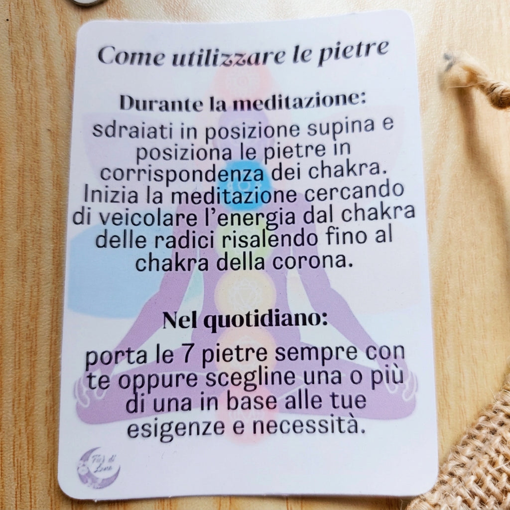 Sacchetto Pietre Naturali dei 7 Chakra per il Riequilibrio Energetico